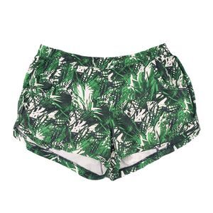Athleta Palms Stella Running Shorts Womens Size Small Green Tropical Print‎
